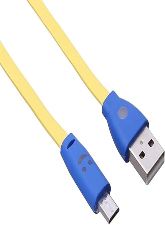 Micro USB Cable With Smiley Design and Indicator Light - Yellow